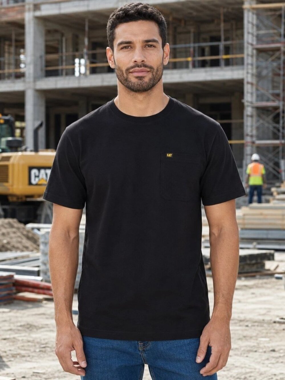 CAT Men’s Pocket T-Shirt Short Sleeve New